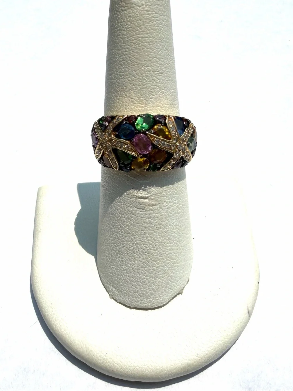 Effy 14k Yellow Gold Multi Gemstone & Diamond Starfish Ring